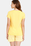 Rosaline Geo Blooms Knit Cotton Shorts Set - Minion Yellow — thumbnail 3